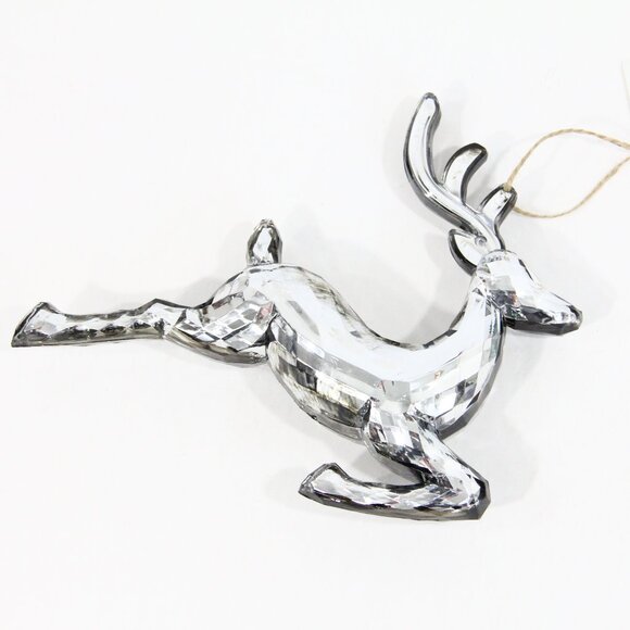 Pottery Barn Reindeer Ornament NEW Set of 2 Mirrored Christmas decor gift - Picture 7 of 7